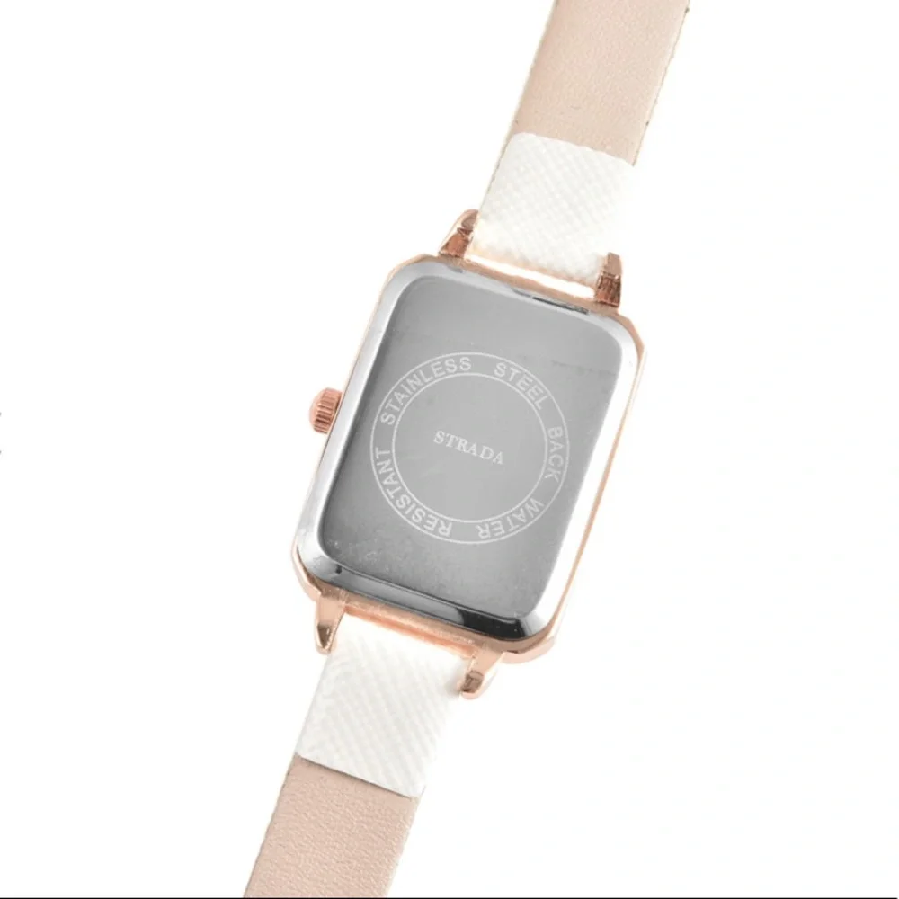 White Faux Leather Strap Watch